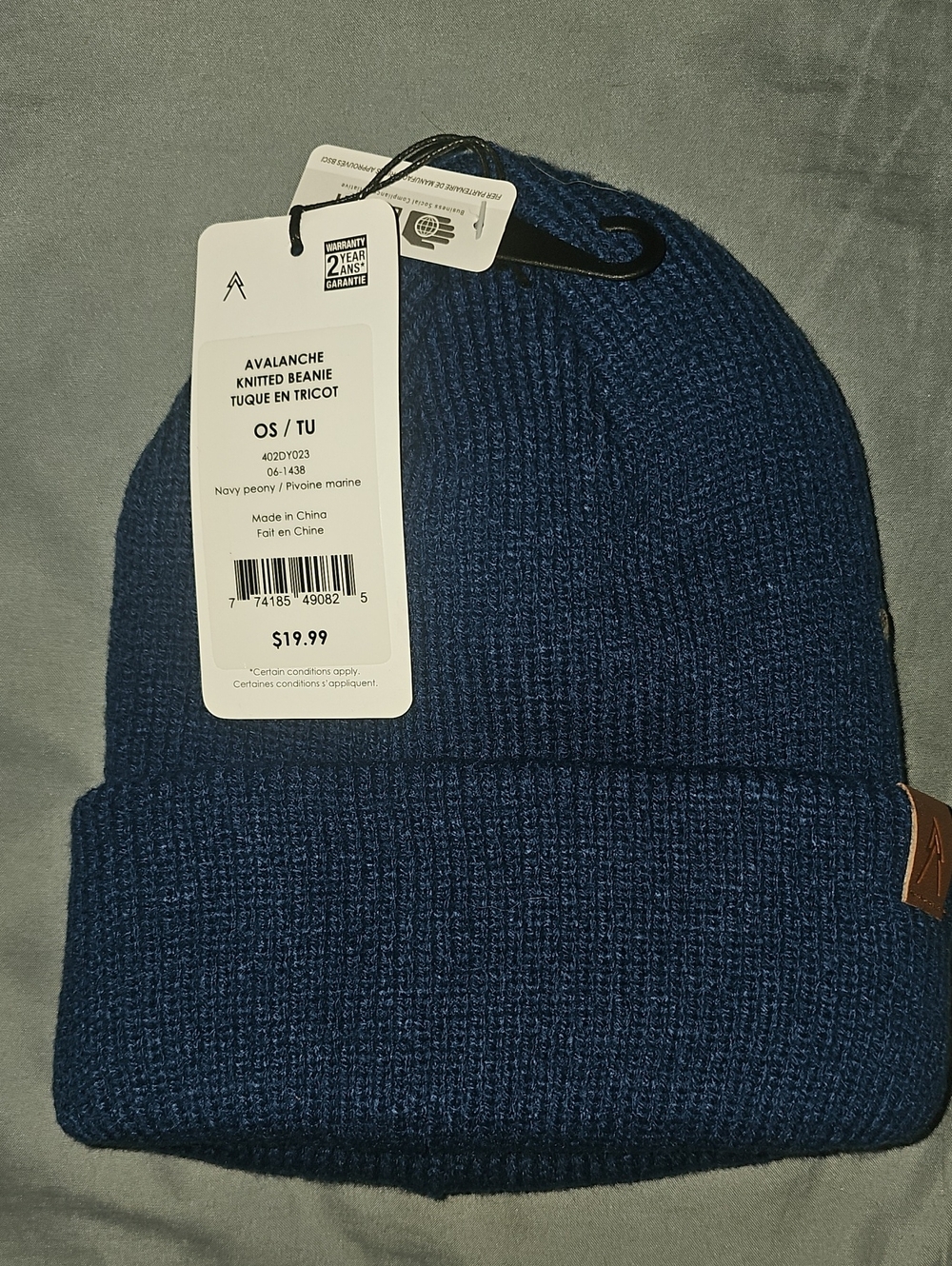 Avalanche Ribbed Knit Beanie - Navy Peony